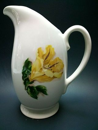 Vtg Santa Anita Ware Flowers Of Hawaii " Cup Of Gold " 1950 Pitcher 9.  5 "