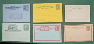 Chile Stamp Covers Selection Of 6 Postal Stationary Covers (k16)