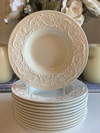 12 Wedgwood China Patrician Cream Plain (old) Pattern Rim Soup Bowls 8.  25”