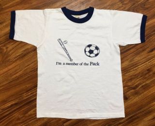 Vtg 80s “i’m A Memeber Of The Pack” Baseball Soccer Ringer T - Shirt Screen Stars
