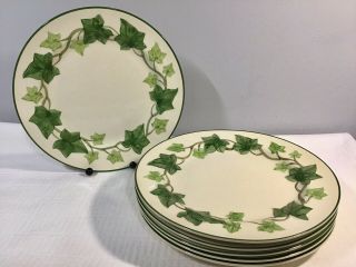 Set Of 6 Vintage Franciscan Earthenware Ivy Dinner Plates 10 3/8 " Made In Usa