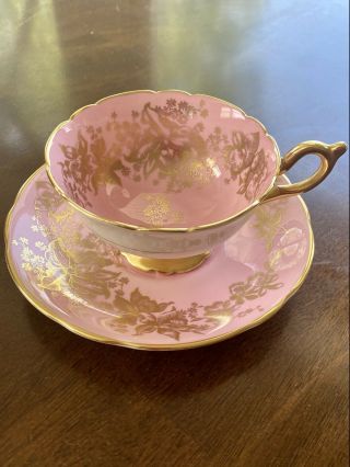 Vintage Coalport Pink/gold Teacup And Saucer
