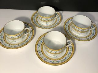 4 Raynaud Ceralene Limoges " Morning Glory Spray " Cup & Saucers