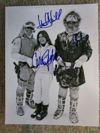 Harrison Ford Carrie Fisher Mark Hamill Star Wars Signed Photo Find 8x10.  5,