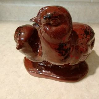 Ned Foltz Redware Baby Chicks 5.  5 " High And Wide Signed