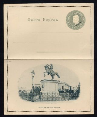 Argentina Estatua De San Martin 1876 - 1923 Postcard,  Open Letter R R R