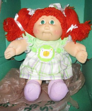 Red Double Ponies Cabbage Patch Doll Green Plaid Teddy Bear Dress Set
