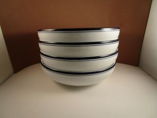 Vintage Dansk Bistro Blue Bands Set Of 4 Salad Pasta Bowls