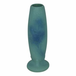 Van Briggle Pottery 1940s Blue Art Deco Floral Bud Vase