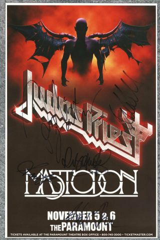 Judas Priest Autographed Concert Poster Rob Halford,  Glenn Tipton,  Scott Travis