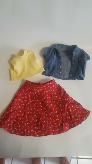 Pleasant Company Outfit American Girl Doll Clothes Red Skirt Yellow Shirt Set 3