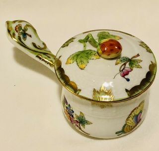 Herend Hungary Sugar Bowl Rose Bud,  Butterfly,  Handle Lid - Queen Victoria