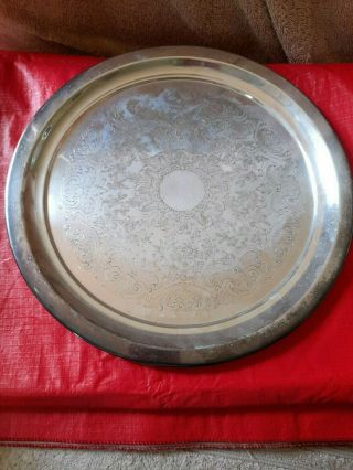 Vintage Wm Rogers Silver Plated 12 1/4 " Round Serving Tray Platter 2311
