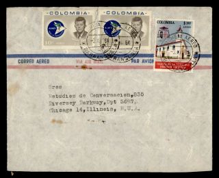 Dr Who 1964 Colombia Barranquilla Airmail To Usa John F Kennedy Jfk G20296