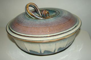 Bill Campbell Studio Pottery Large Lidded / Covered Bowl Minor Production Defect