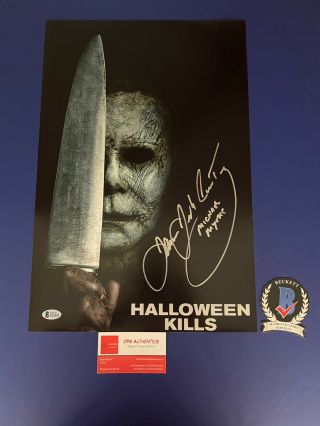 James Jude Courtney Signed 12x18 Halloween Michael Myers Kills Poster Beckett