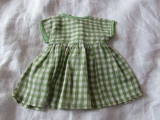 Vintage Terri Lee Green Plaid Dress W/bow 1960s Handmade Doll Clothes Toy Outfit