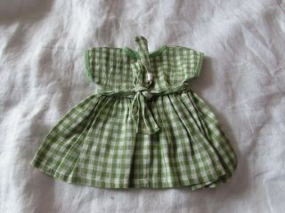 Vintage Terri Lee green plaid DRESS w/bow 1960s handmade doll clothes toy outfit 2