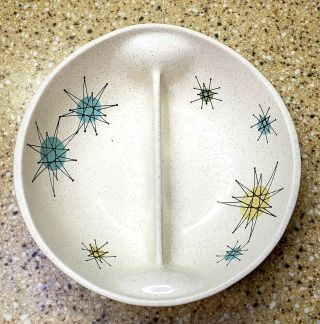 Vintage Franciscan - Atomic Starburst - Retro Divided Vegetable Dish Bowl - 8.  25 "