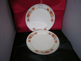Set Of 2 Hall Orange Poppy Dinner Plates 9 1/4 "