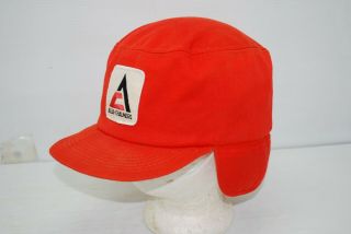 Vintage Allis - Chalmers Winter Hat W/ Ear Flap Farmers Tractor Cap Truckers Logo