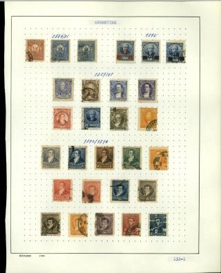 Argentina 1884 - 1892 Album Page Of Stamps V20731