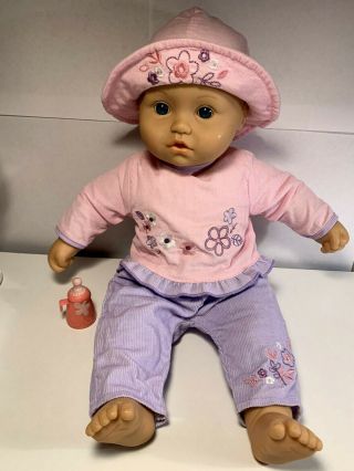 You And Me Baby Doll 18 In.  Infant Laughs Cries Sucking Sound W/ Bottle Burps
