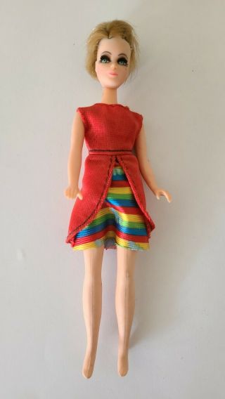 Vintage 1970 Topper Corp 6 " Doll W/ Eyelashes Dress And Panties Hong Kong