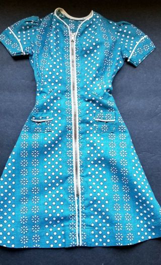 Vintage Mannequin Or Dress Sample Doll Size Dress Turquoise Print 16 " L 1940,  S