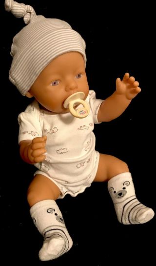 Zapf Creation Baby Born Newborn Doll 17” Drink Wet All Vinyl With Pacifier Guc