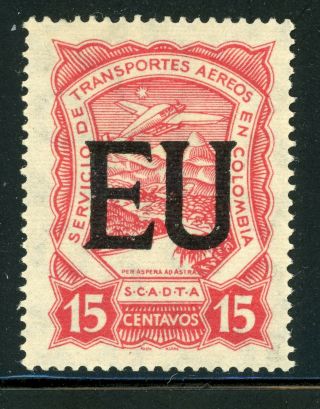 Colombia Scadta Air Post Mh Selections: Scott Cleu61 15c Carmine Antique Cv$15,
