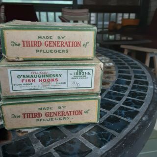 3 Boxes Of Vintage Pflueger Fish Hooks