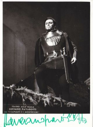 Luciano Pavarotti Capuleti Bellini Scala Milano Piccagliani Vintage Photo Signed
