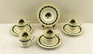 Set Of Four Vintage Wedgwood Appledore Bond Shaped Demitasse Cups And Saucers