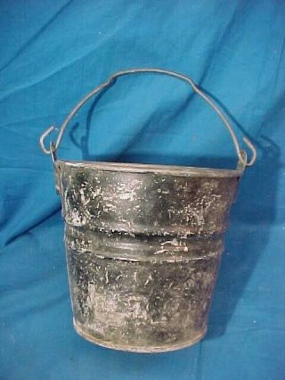 1920s Primitive Galvanized Metal Berry Bucket Pail 6 " Old Black Paint