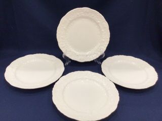 Set Of 4 Steubenville Pope Gosser Rose Point 10.  25  Dinner Plates Solid White