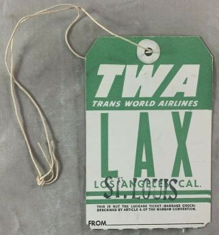 Circa 1950s Antique Twa Trans World Airlines Luggage Tag Lax Los Angeles Airport