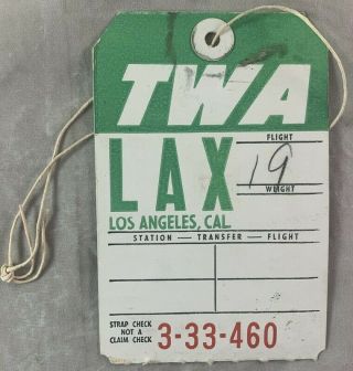 circa 1950s Antique TWA Trans World Airlines Luggage Tag LAX Los Angeles Airport 2