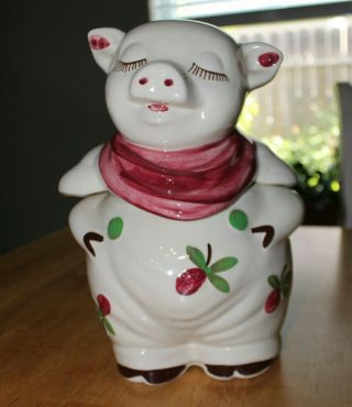 Vintage Shawnee Pottery Smiley Pig With Scarf Cookie Jar
