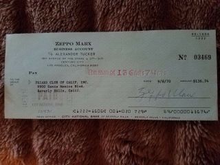 Zeppo Marx Signed Check - Guaranteed To Pass Jsa Or Psa/dna