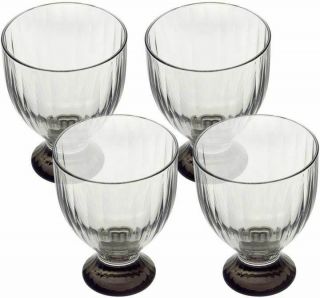 Villeroy & Boch Artesano Nature Gray Gris S/4 Wine Goblets Glasses Crystal Nib