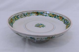 Antique Italy Faience Cantagalli Pottery Compote - Footed Dish