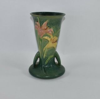 Vintage And Tall Roseville Pottery Zephyr Lily Green Vase 136 - 9
