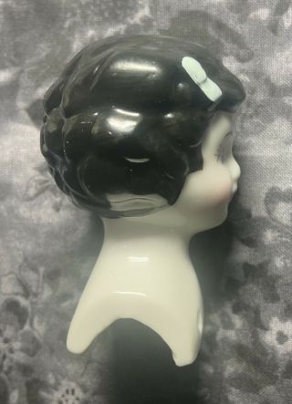 Small Vintage Porcelain Girl Doll Head and Shoulders 2 3/4” Tall 1 1/4” Wide 2