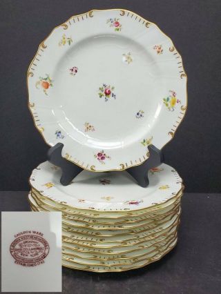 (12) Antique Royal Cauldon China Luncheon / Salad Plates Pattern N4361 Gold