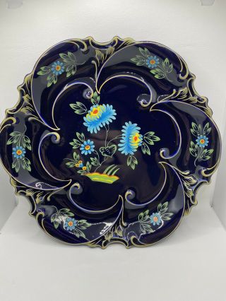 11 " Vintage Handpainted Jlmenau Graf Von Henneberg Cobalt German Porcelain Plate