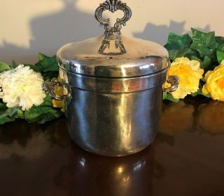 Vintage F.  B.  Rogers Silver Plated Ice Bucket With Glass Liner