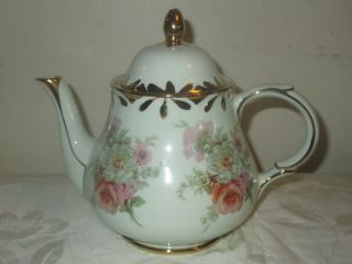 Antique Vintage Arthur Wood,  England,  Teapot Tea Pot 5588,  Gold Gilt,  Flowers