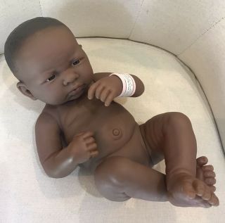 Realistic Berenger La Newborn Baby Girl 14 " Vinyl African American Doll Nude 2,