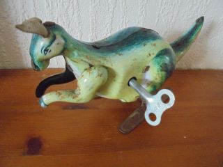 Seriously Scarce Vintage Clockwork Tin Plate Jumping Kangaroo (with Key)